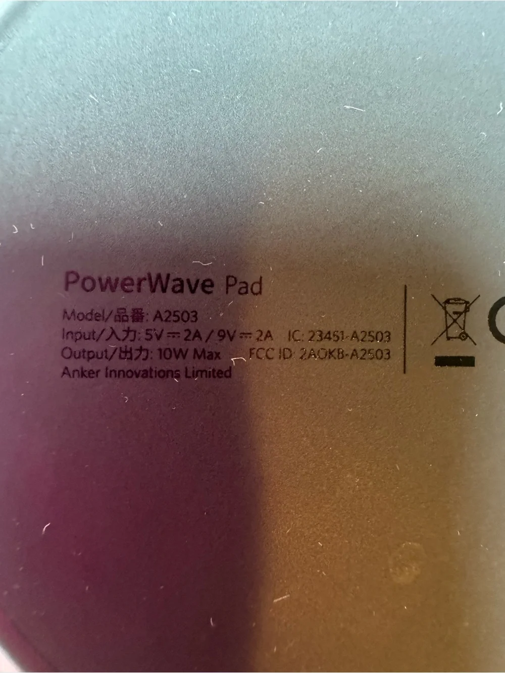 Anker 313 Wireless Charger (Pad) with USB Cable | Used